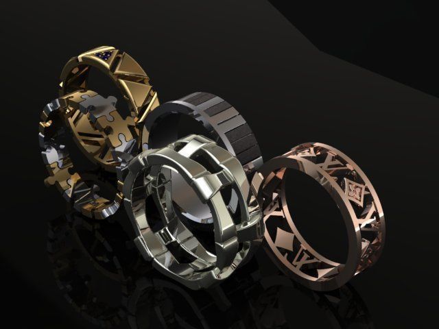 fashion ring set 3D Model Collection_13