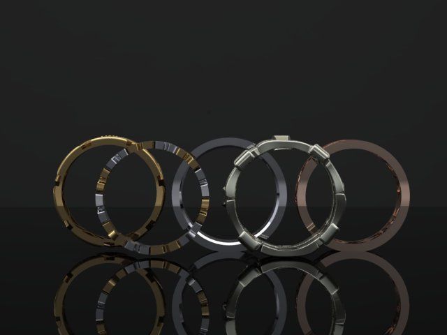 fashion ring set 3D Model Collection_9