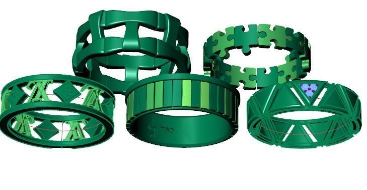 fashion ring set 3D Model Collection_17