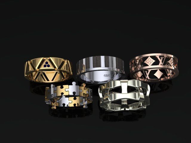 fashion ring set 3D Model Collection_8