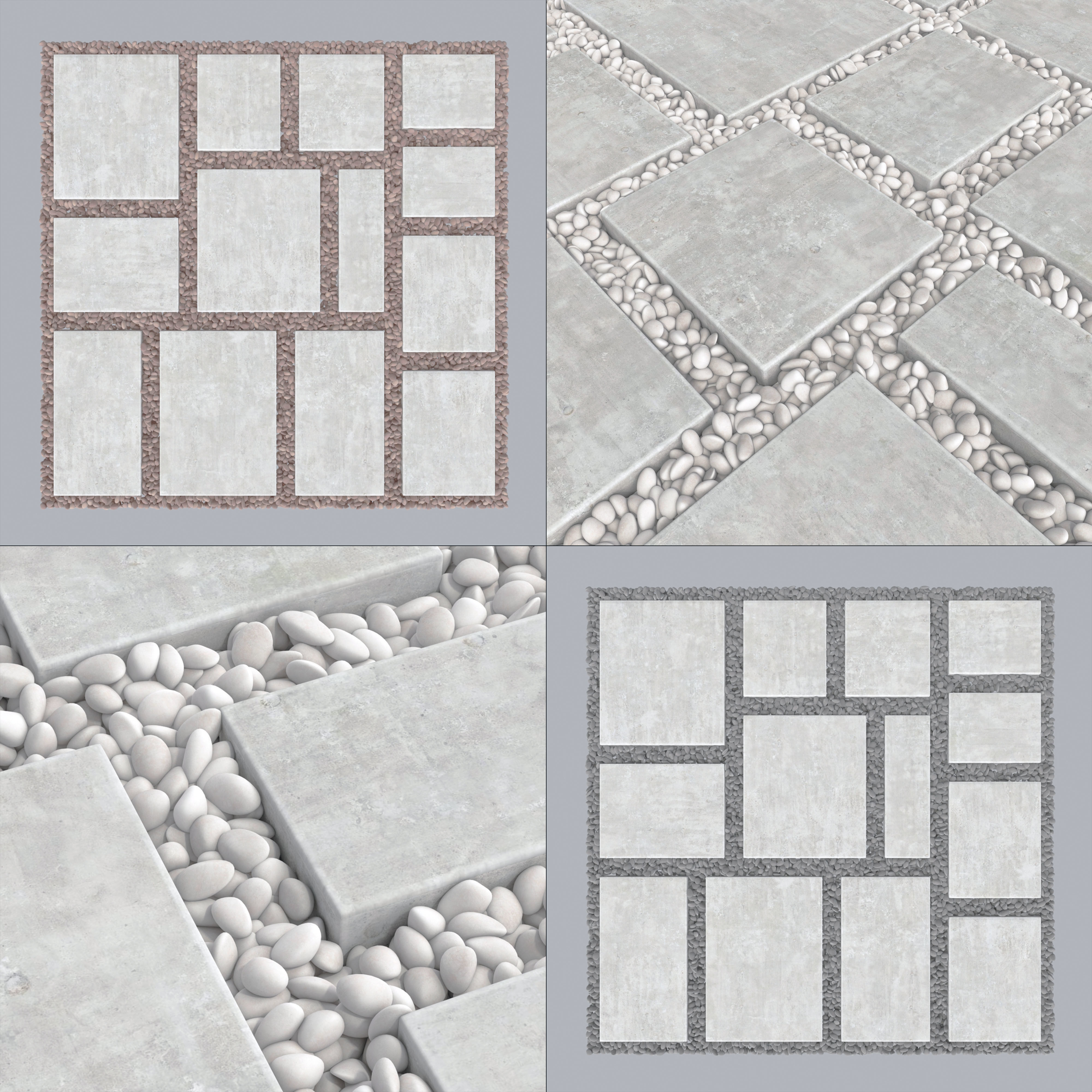 Paving tile pebble low oval n6 3D model_1