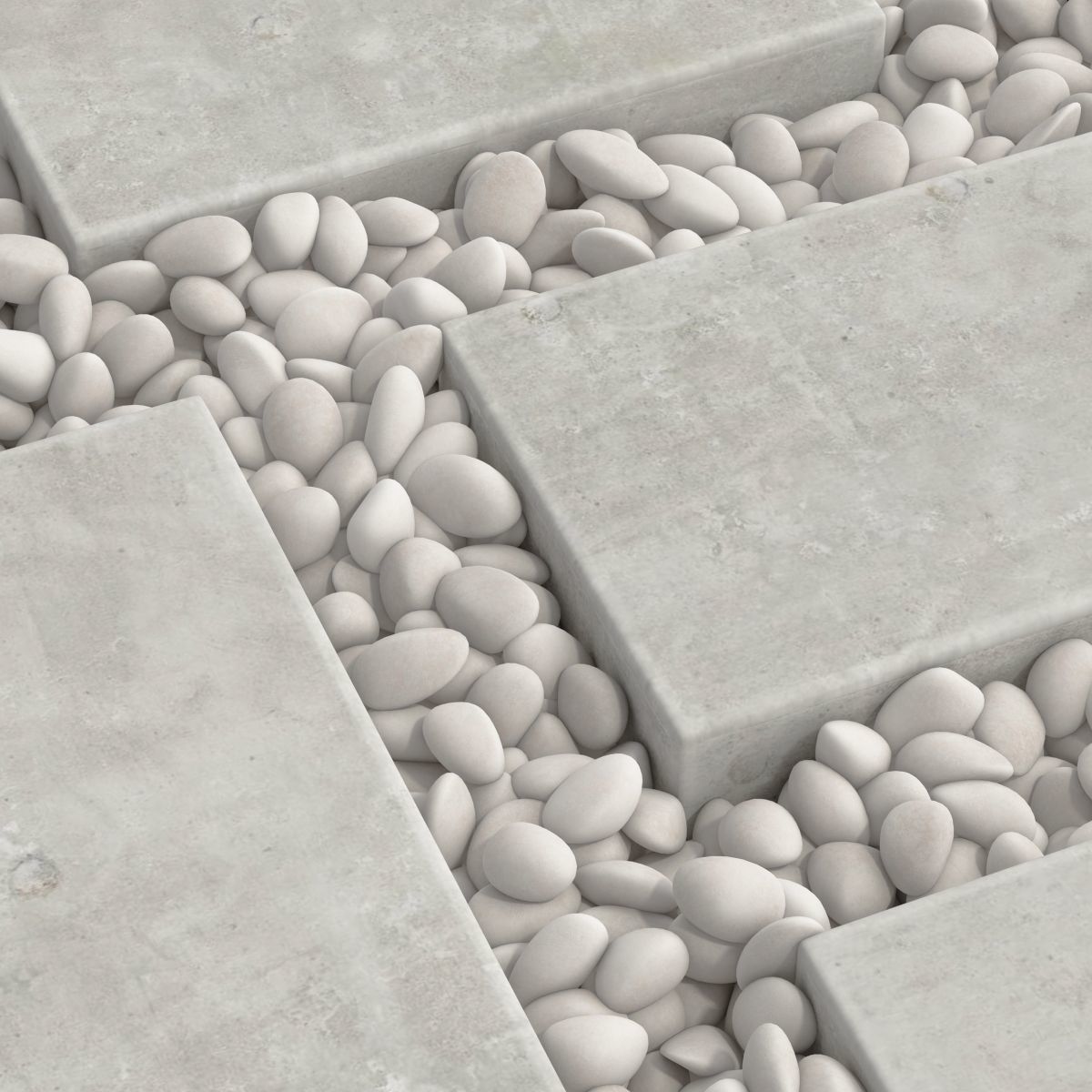 Paving tile pebble low oval n6 3D model_4