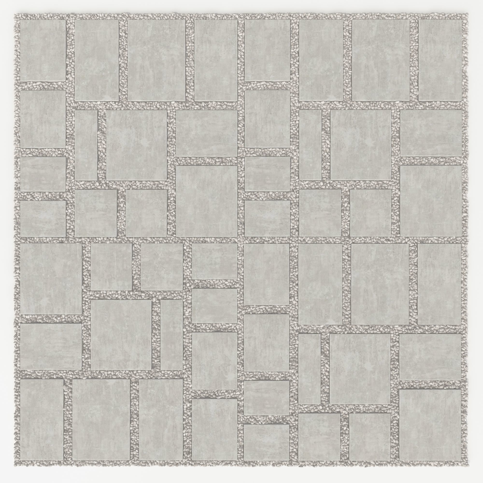 Paving tile pebble low oval n6 3D model_8