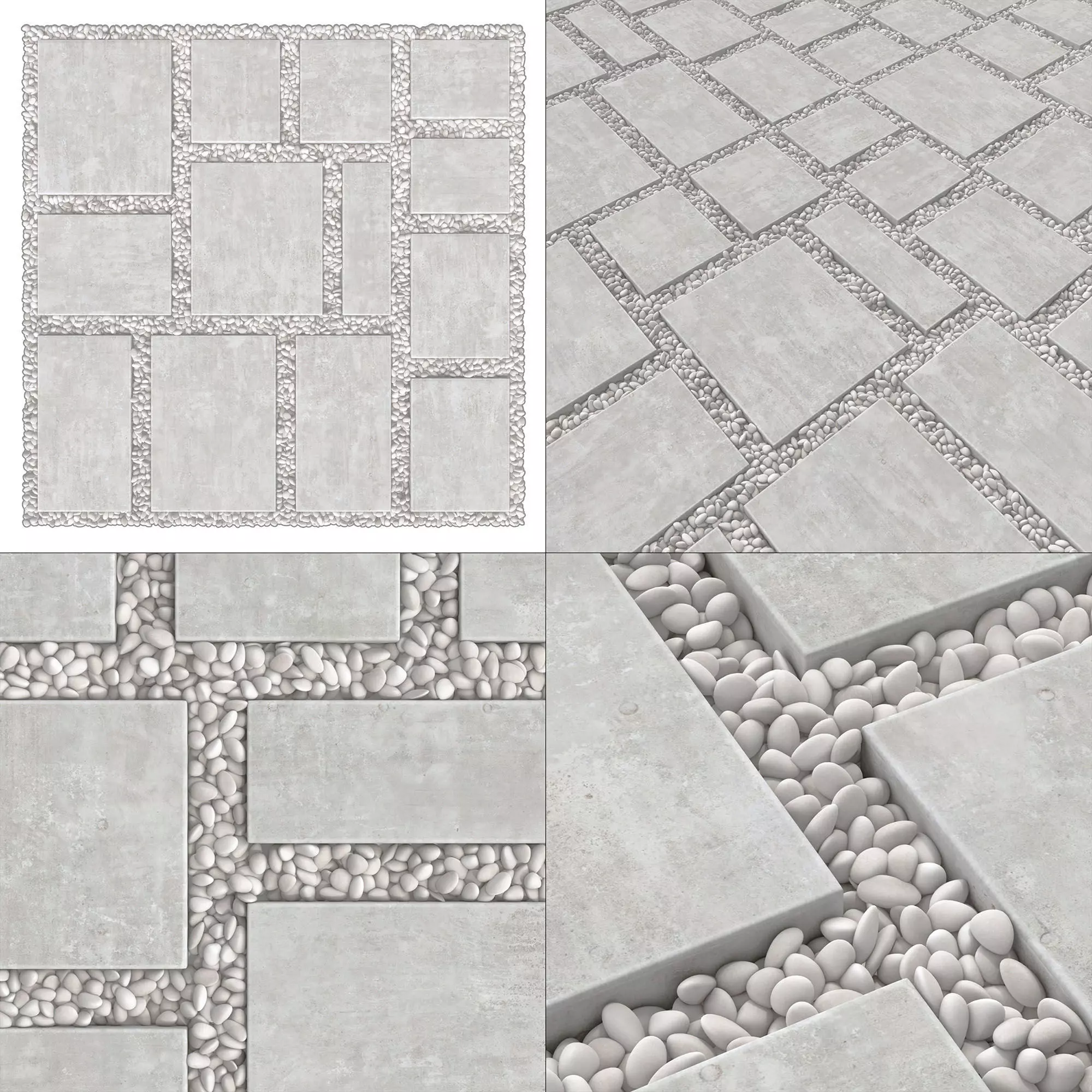 Paving tile pebble low oval n6 3D model_0