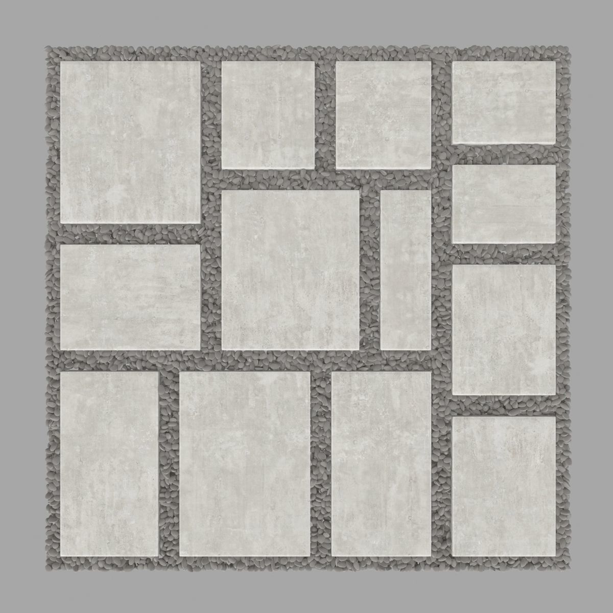 Paving tile pebble low oval n6 3D model_11