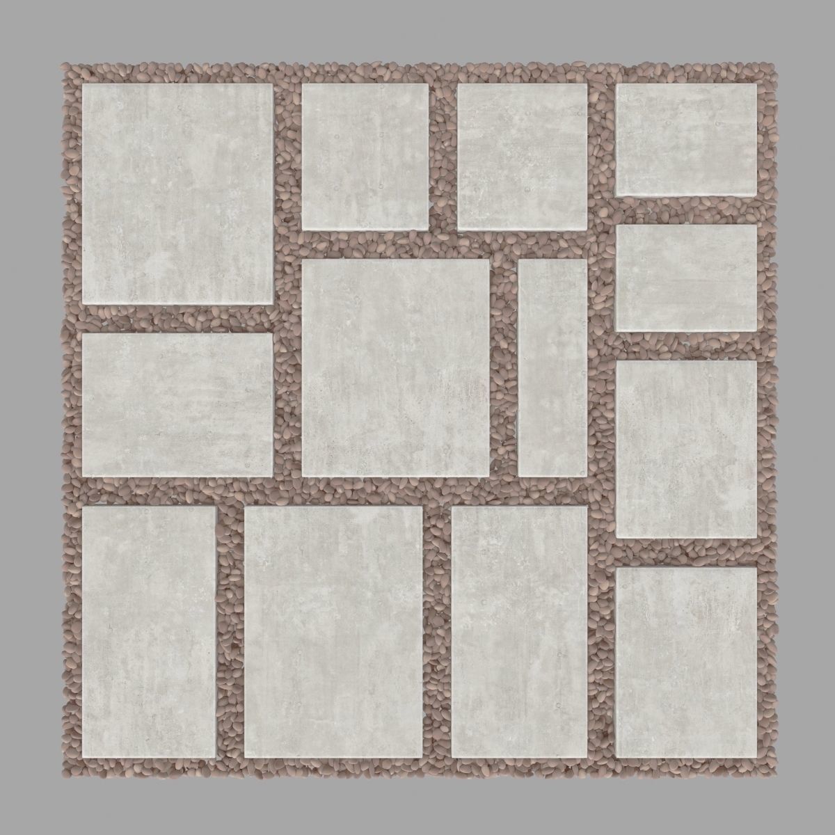 Paving tile pebble low oval n6 3D model_10