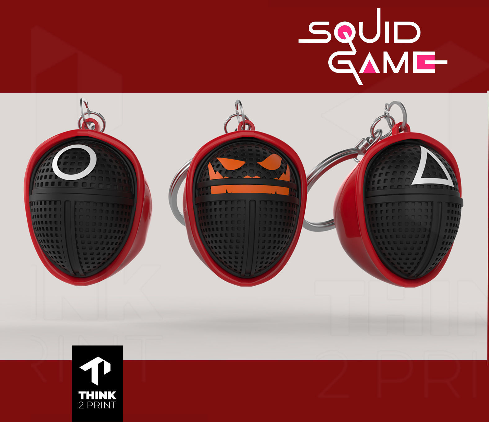 Squid Game - Soldiers and pumpkin spin faces - 3D print model - 3D print model_1