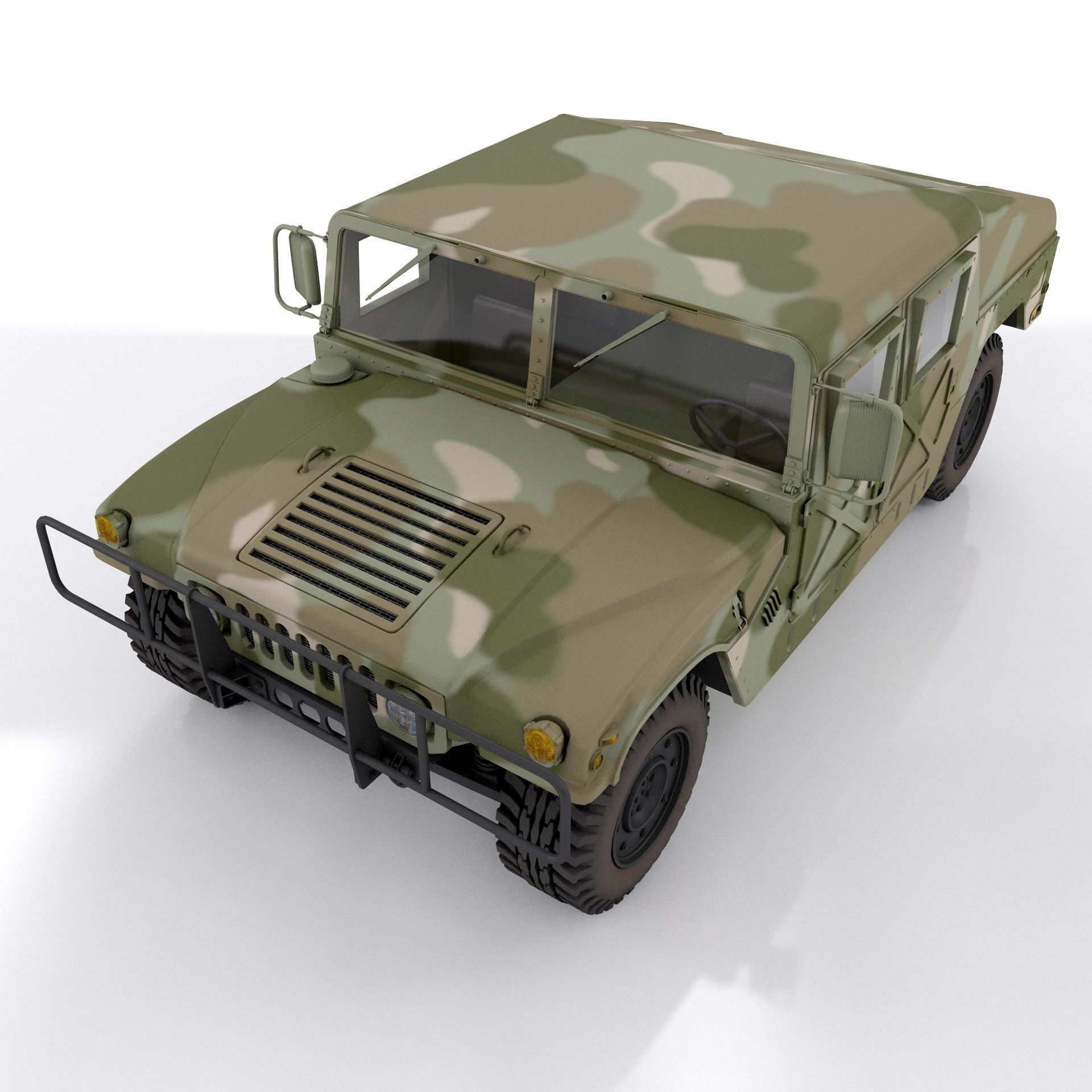 Hummer H1 Military Camouflage 3D model_9