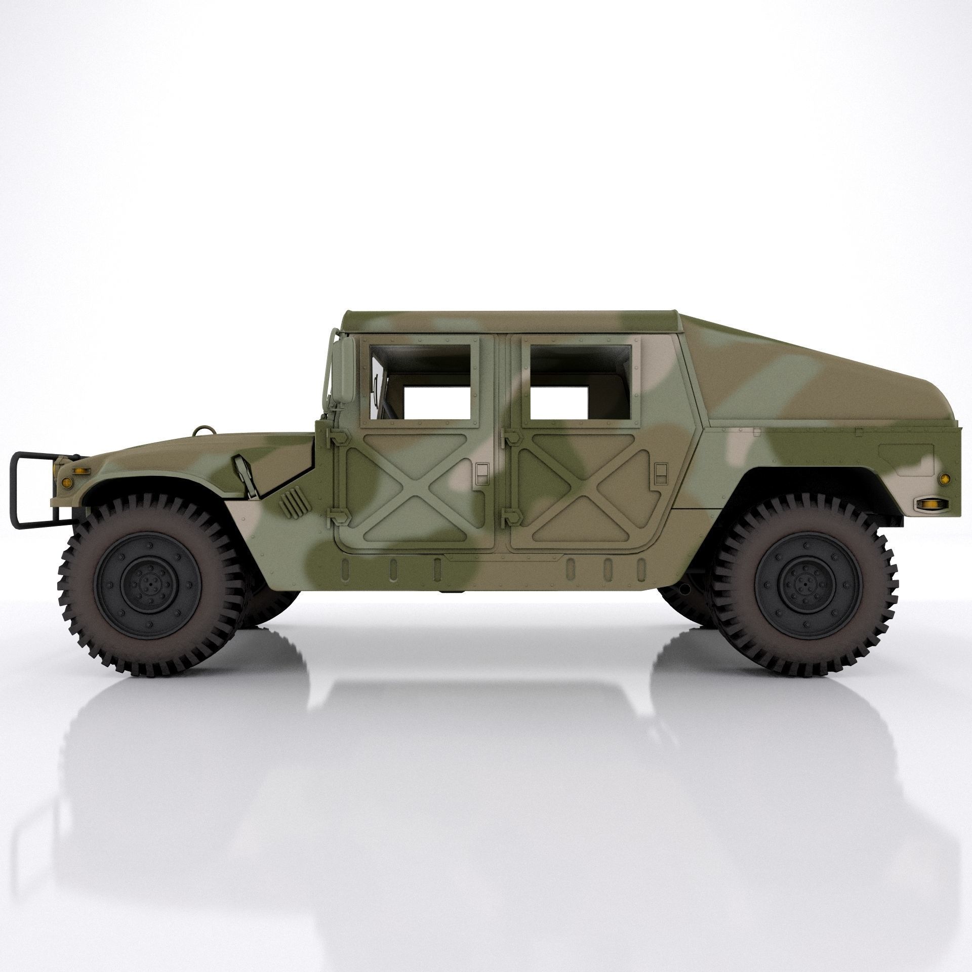 Hummer H1 Military Camouflage 3D model_7