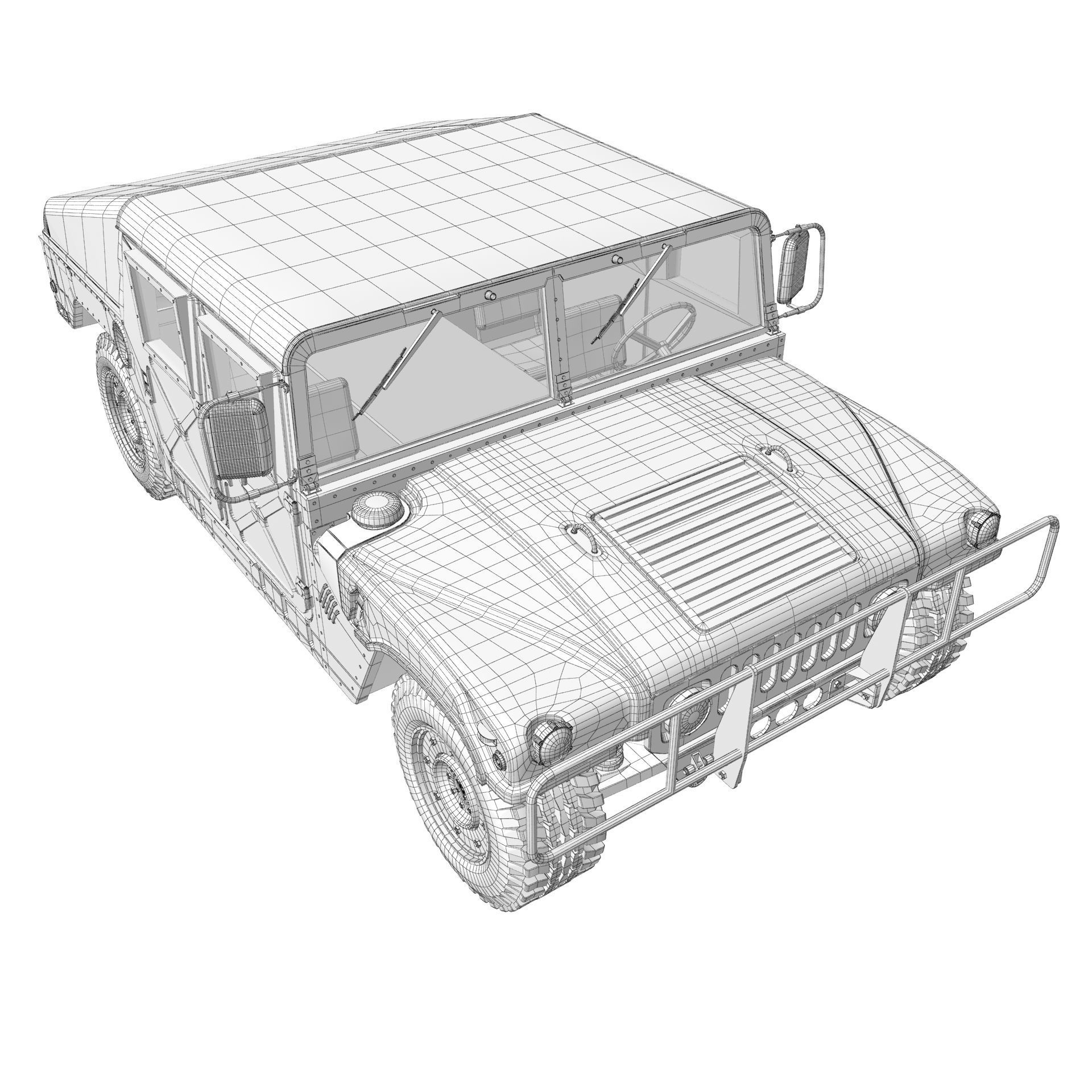 Hummer H1 Military Camouflage 3D model_12
