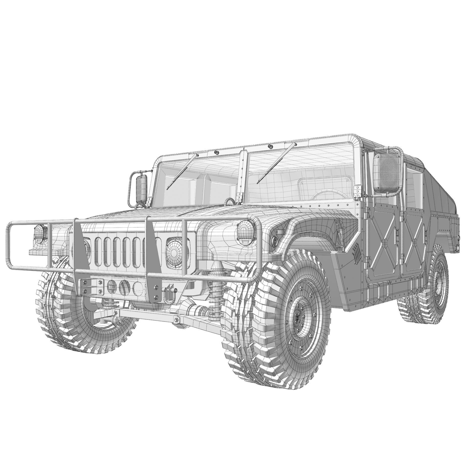 Hummer H1 Military Camouflage 3D model_11