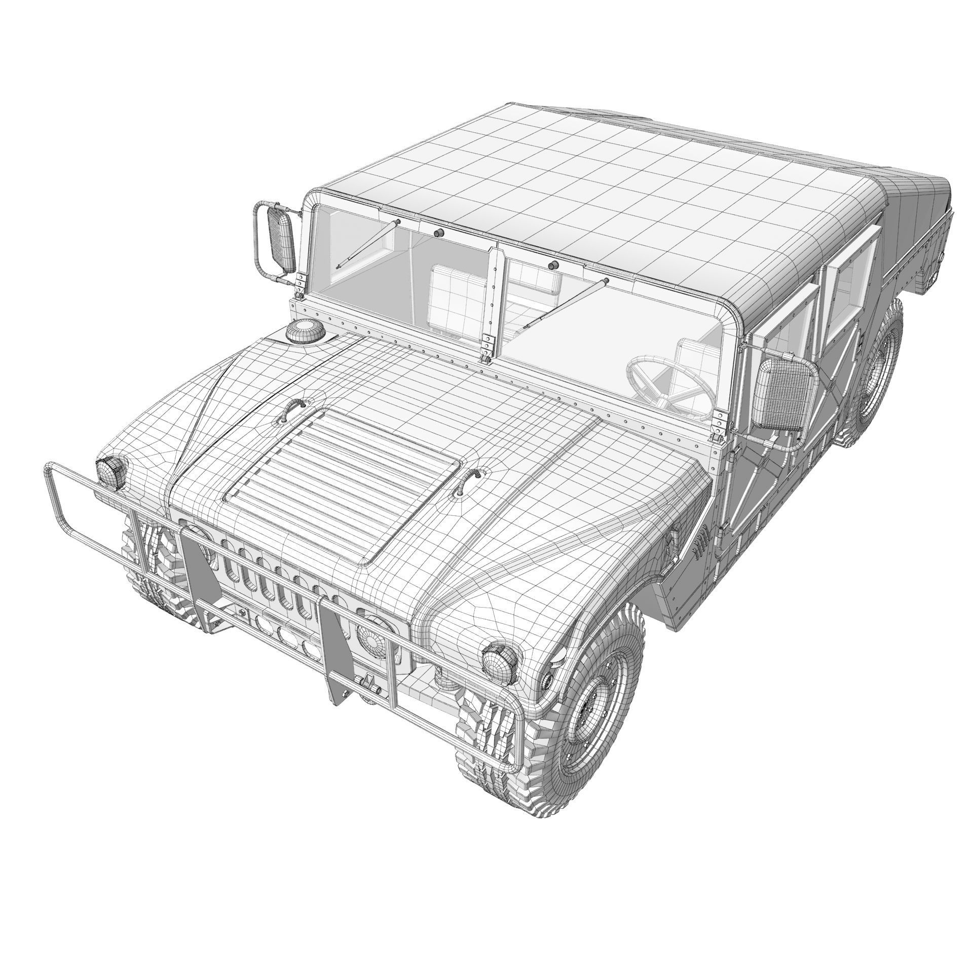 Hummer H1 Military Camouflage 3D model_20