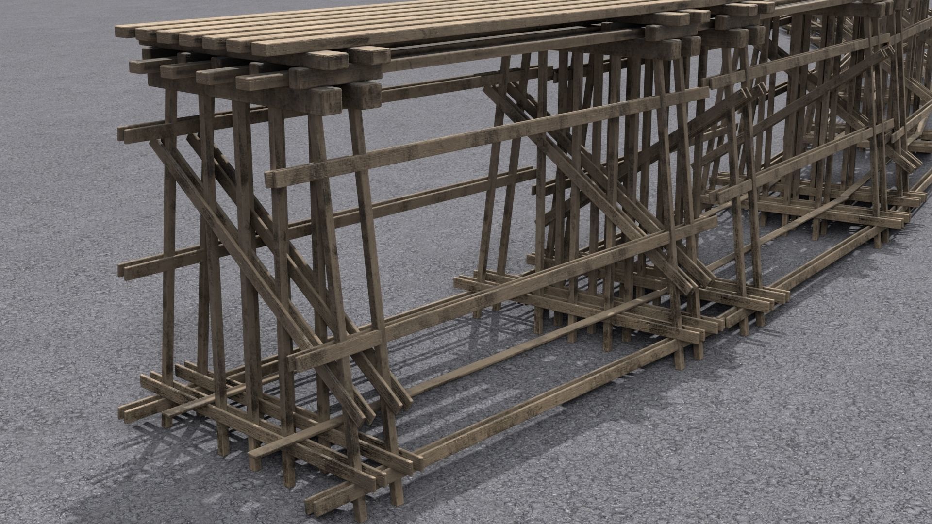Wooden trestle PBR 4-8K Low-poly 3D model_11