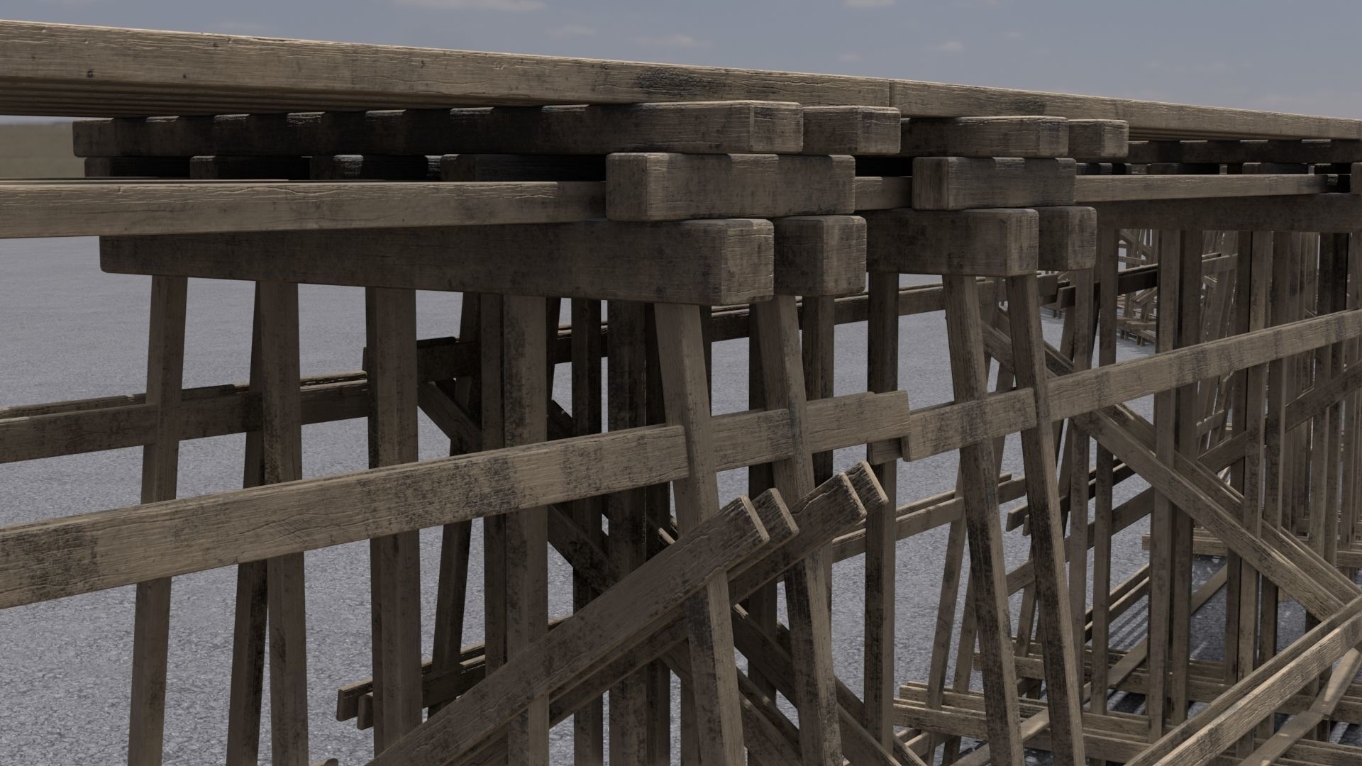 Wooden trestle PBR 4-8K Low-poly 3D model_17
