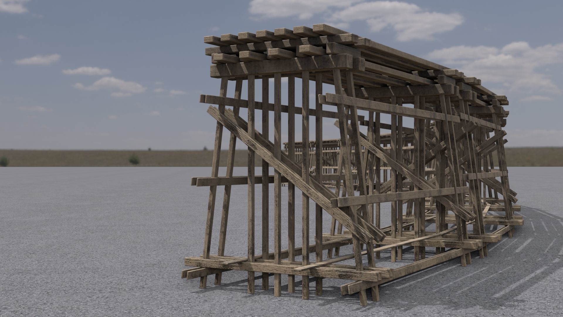 Wooden trestle PBR 4-8K Low-poly 3D model_20