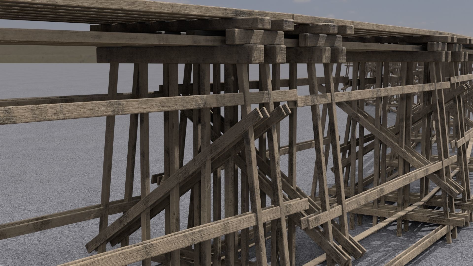 Wooden trestle PBR 4-8K Low-poly 3D model_18