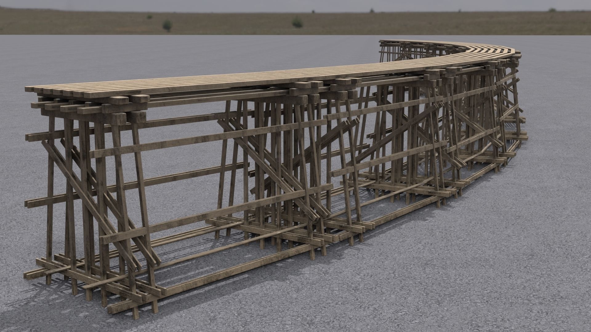 Wooden trestle PBR 4-8K Low-poly 3D model_16