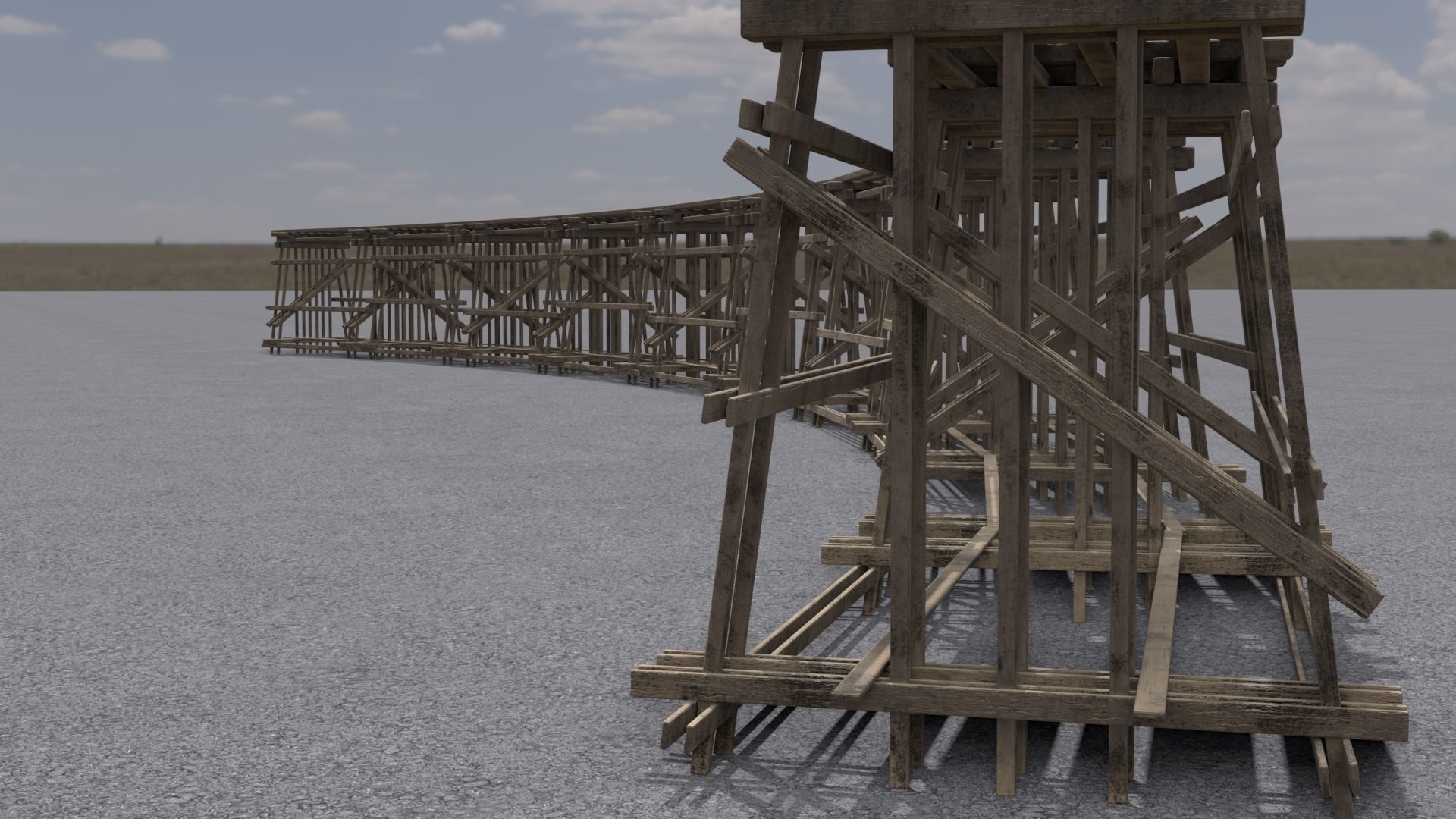 Wooden trestle PBR 4-8K Low-poly 3D model_14