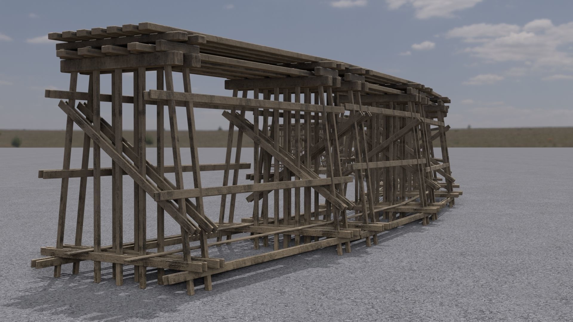 Wooden trestle PBR 4-8K Low-poly 3D model_15