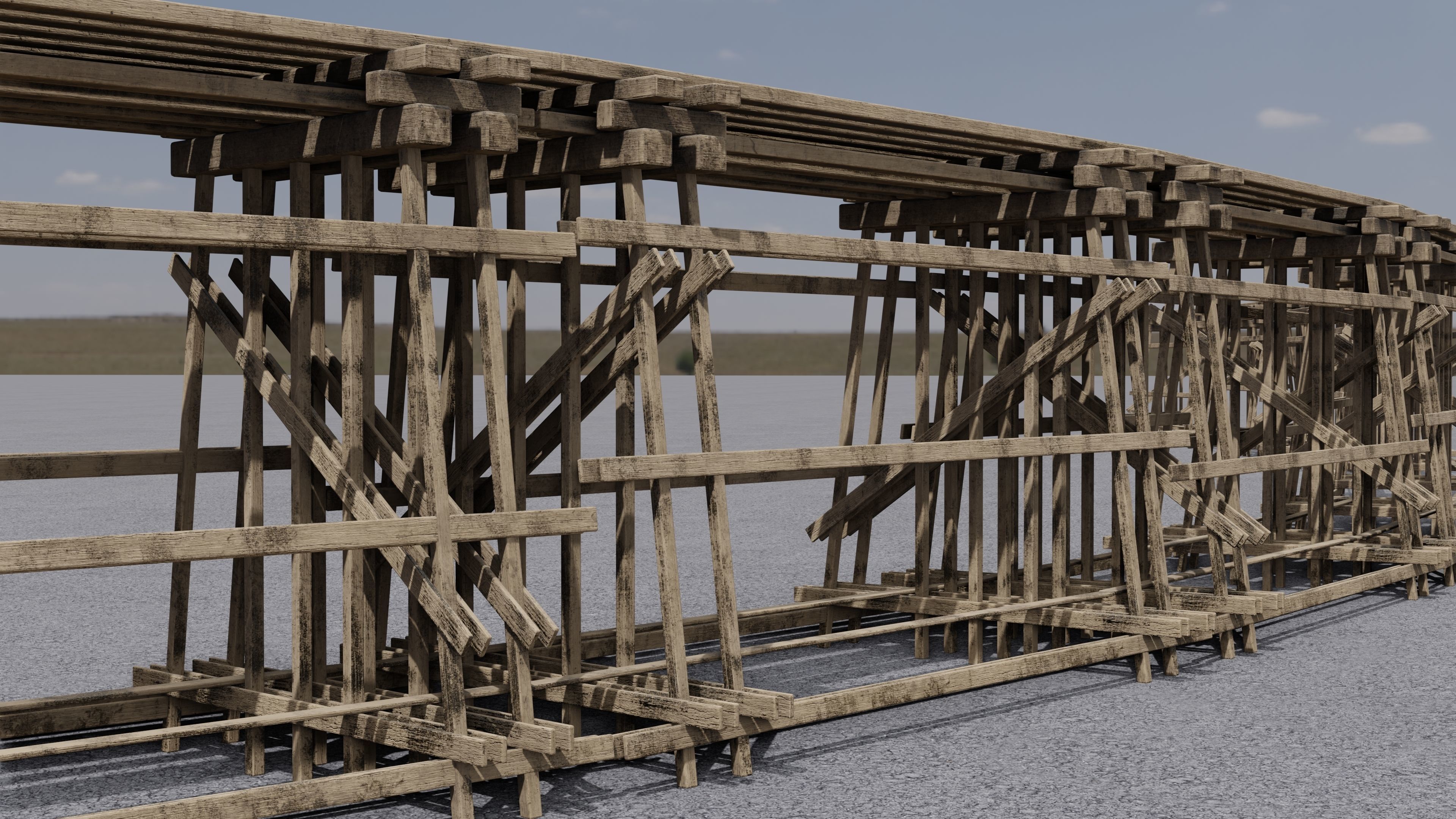Wooden trestle PBR 4-8K Low-poly 3D model_13