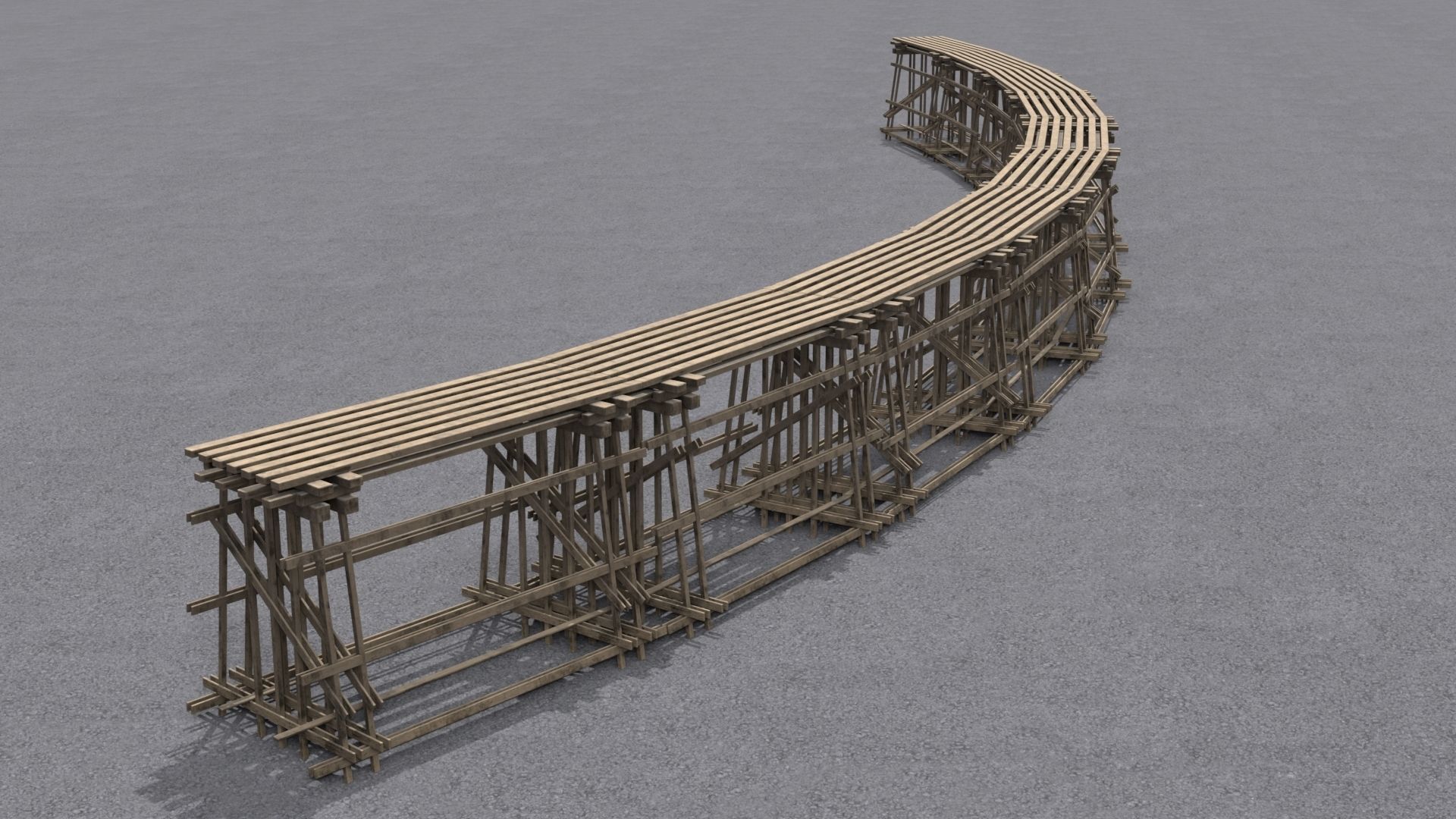 Wooden trestle PBR 4-8K Low-poly 3D model_1