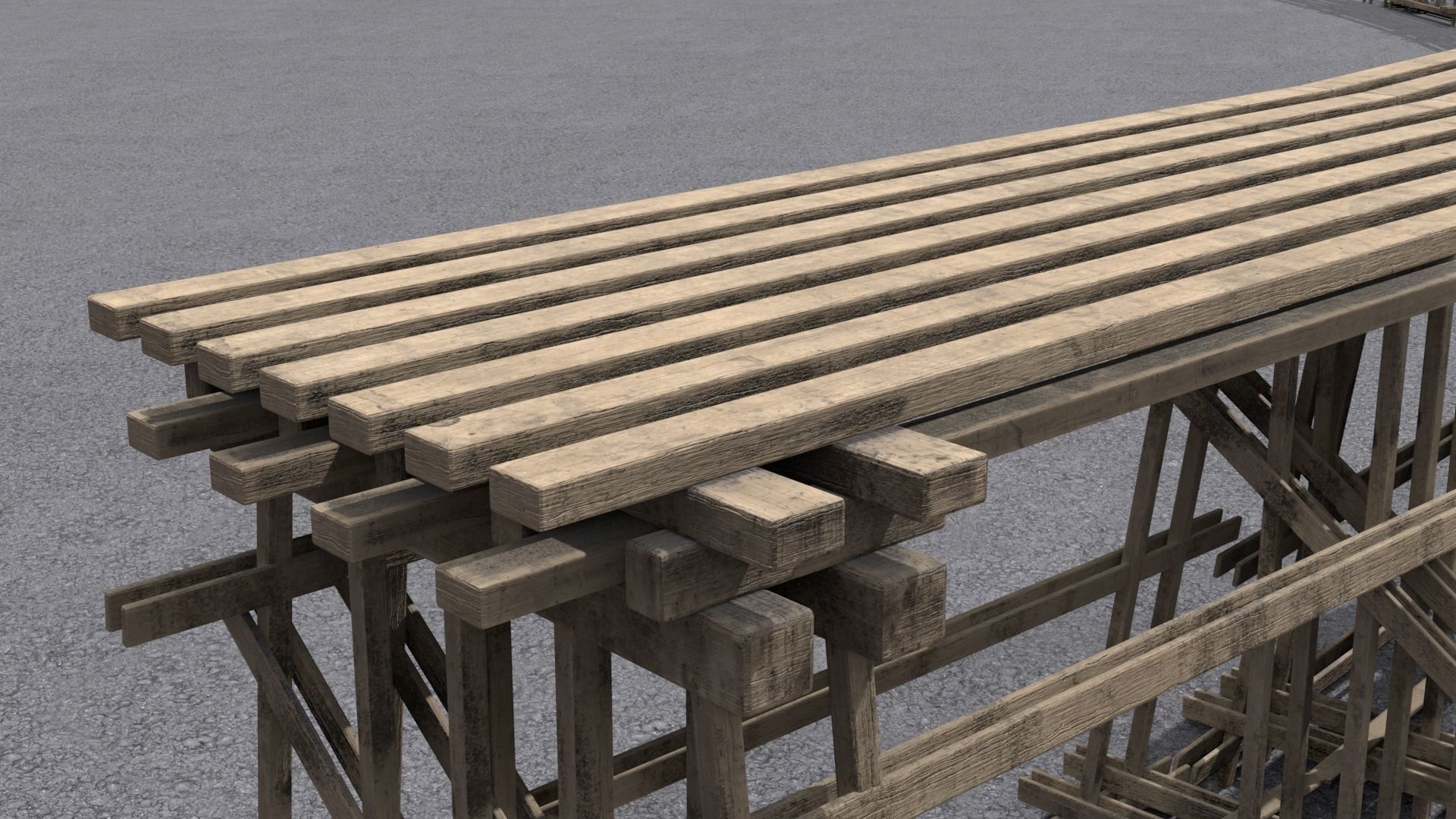 Wooden trestle PBR 4-8K Low-poly 3D model_19