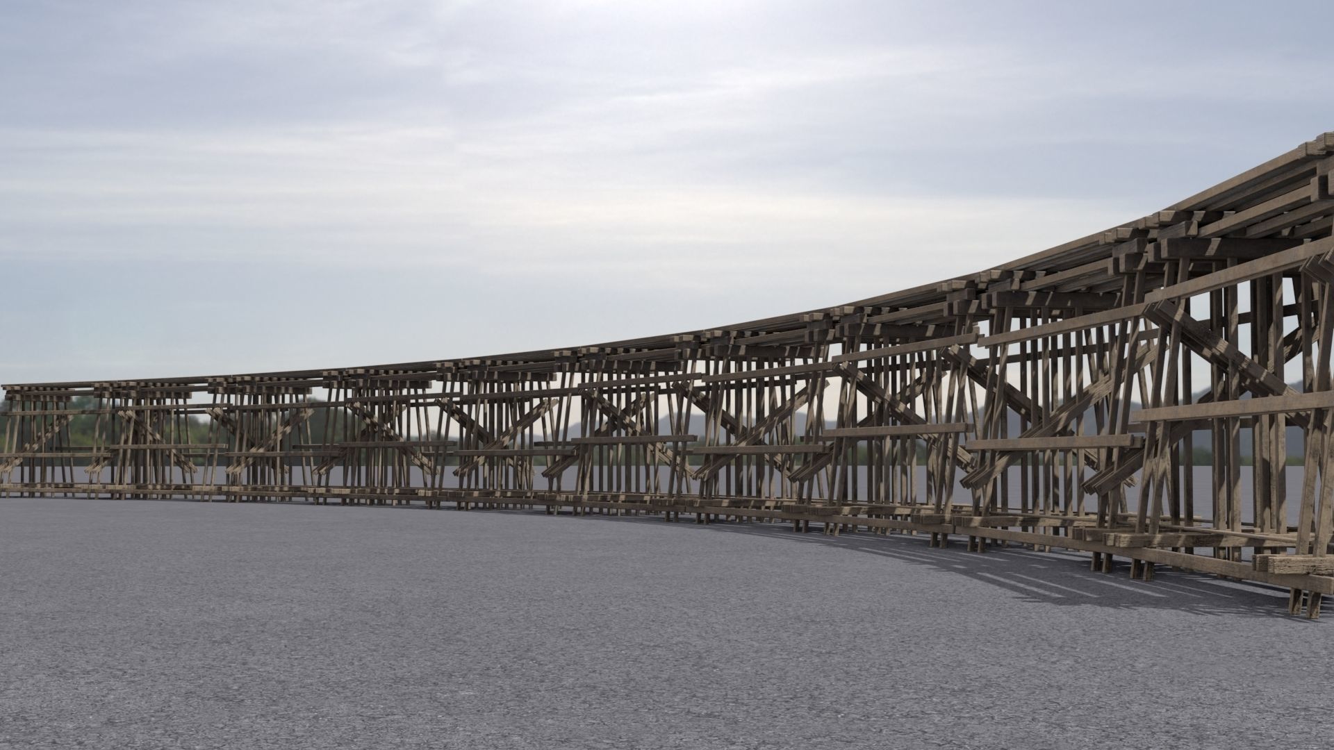 Wooden trestle PBR 4-8K Low-poly 3D model_7