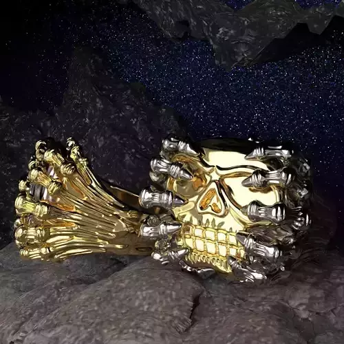 Ring skull with fingers