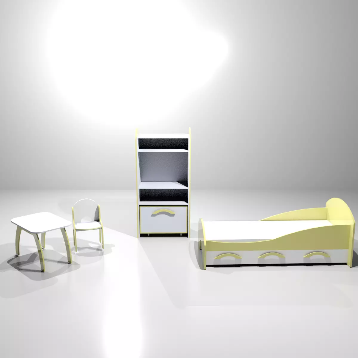 A set of children furniture Free 3D model_0