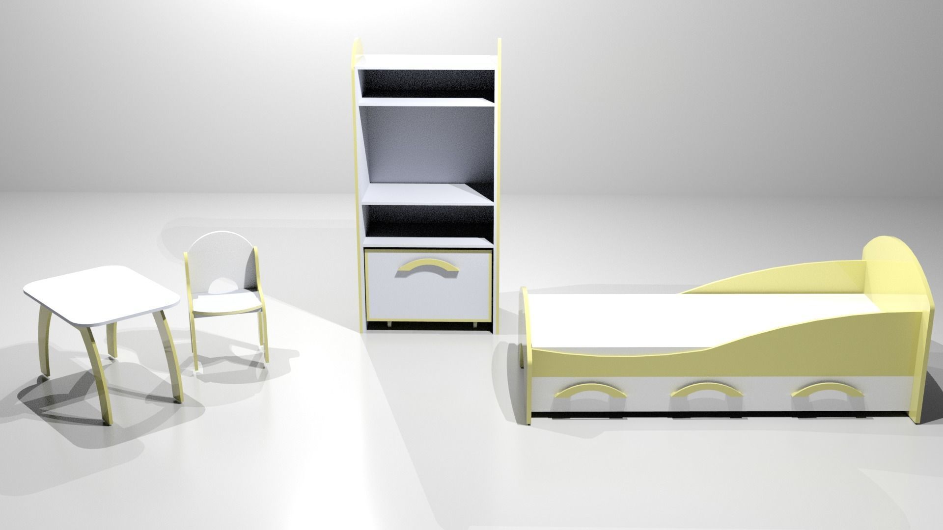 A set of children furniture Free 3D model_4