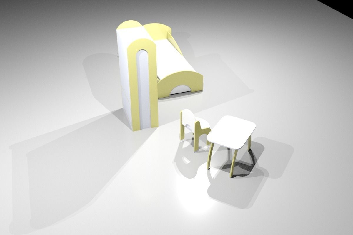 A set of children furniture Free 3D model_2