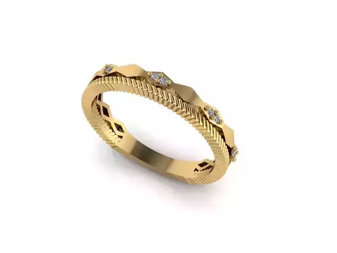 3D Ring gold with diamonds