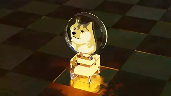 Doge Coin Glass Chess Piece