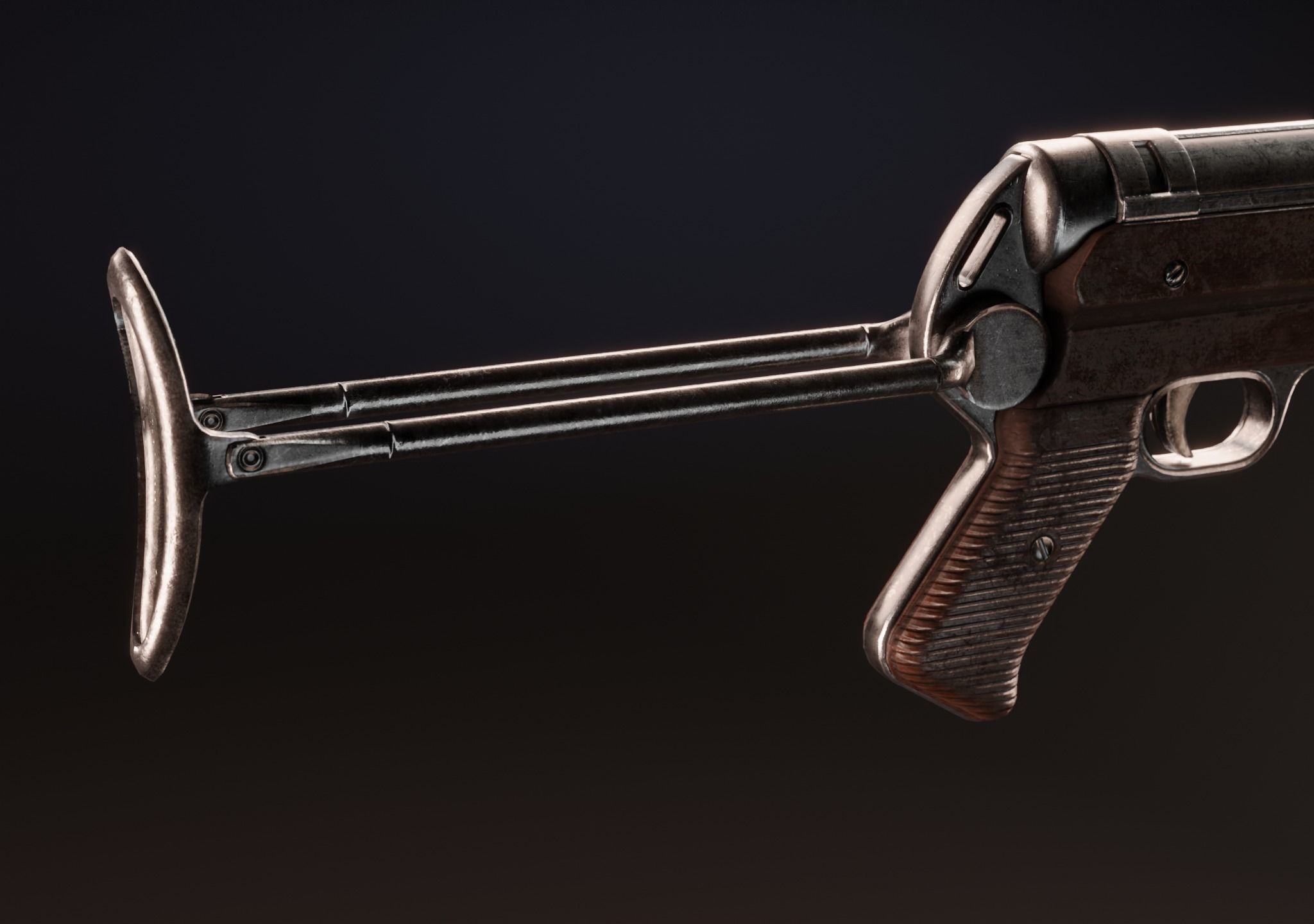 MP 40 - WW2 Submachine Gun - PBR Game Ready Low Poly Free low-poly 3D model_5