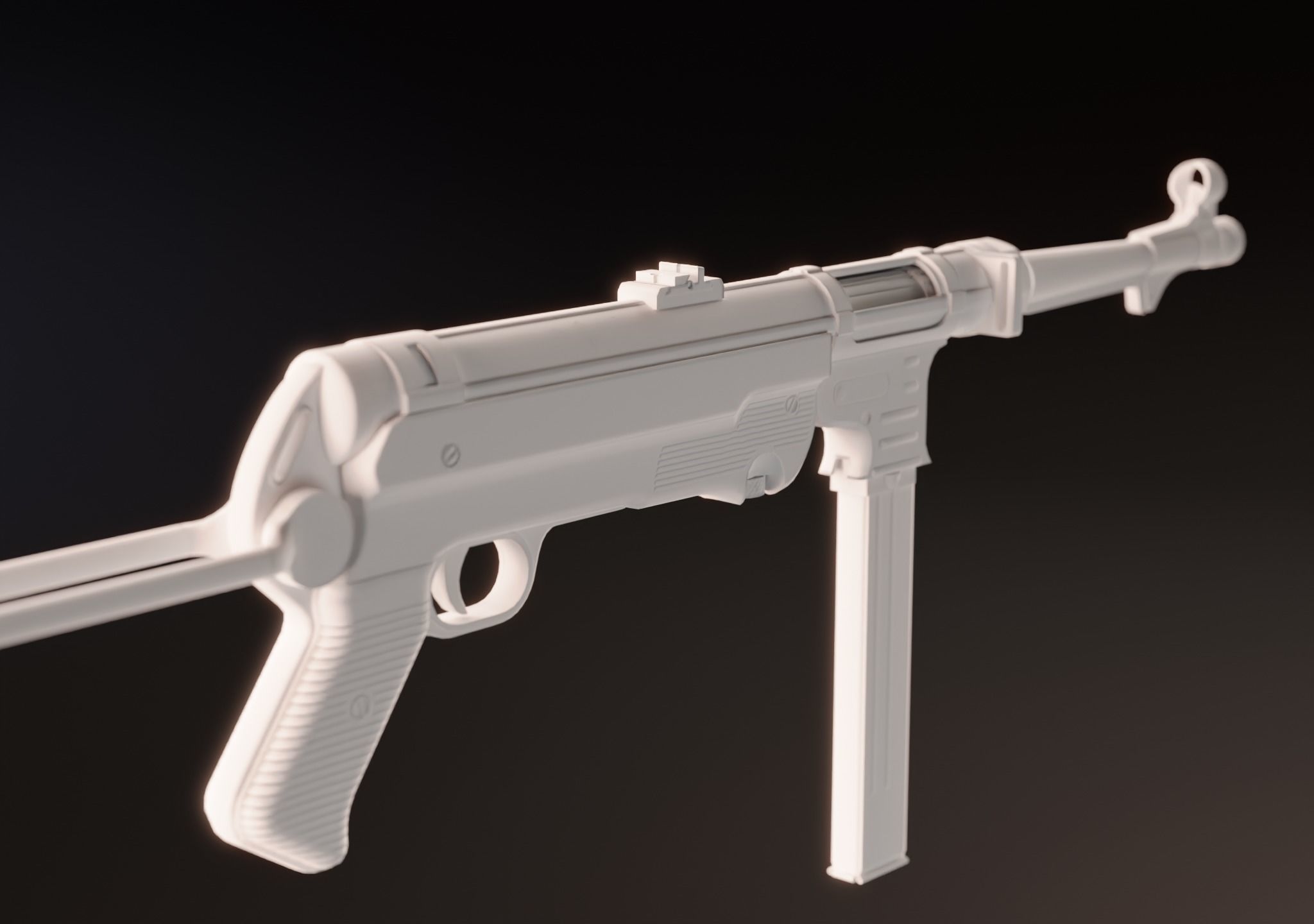 MP 40 - WW2 Submachine Gun - PBR Game Ready Low Poly Free low-poly 3D model_8