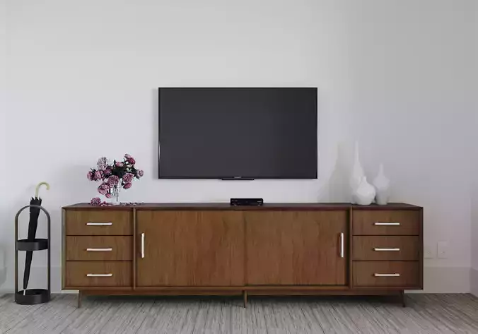 Media Console Mid Century 3D model