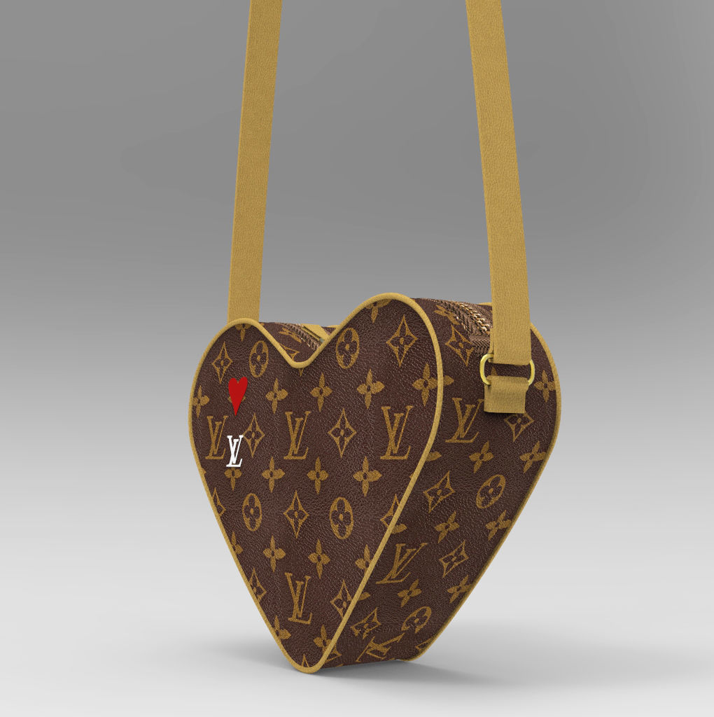 LV Pattern Heart bag Low-poly 3D model_26