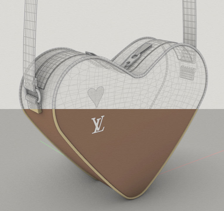 LV Pattern Heart bag Low-poly 3D model_25
