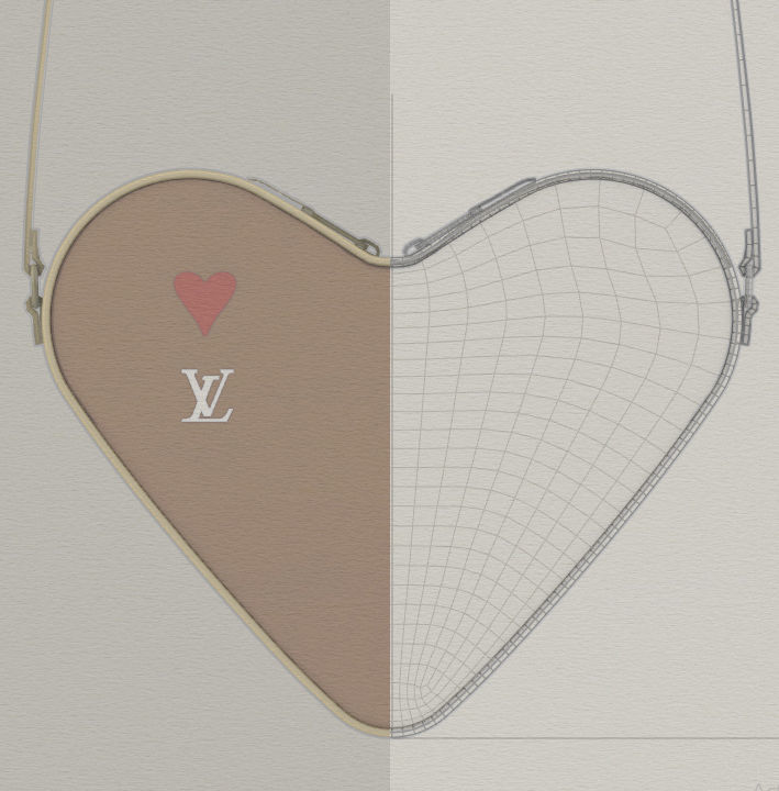 LV Pattern Heart bag Low-poly 3D model_24
