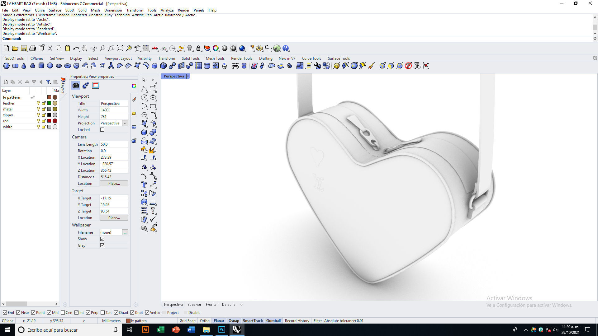LV Pattern Heart bag Low-poly 3D model_13
