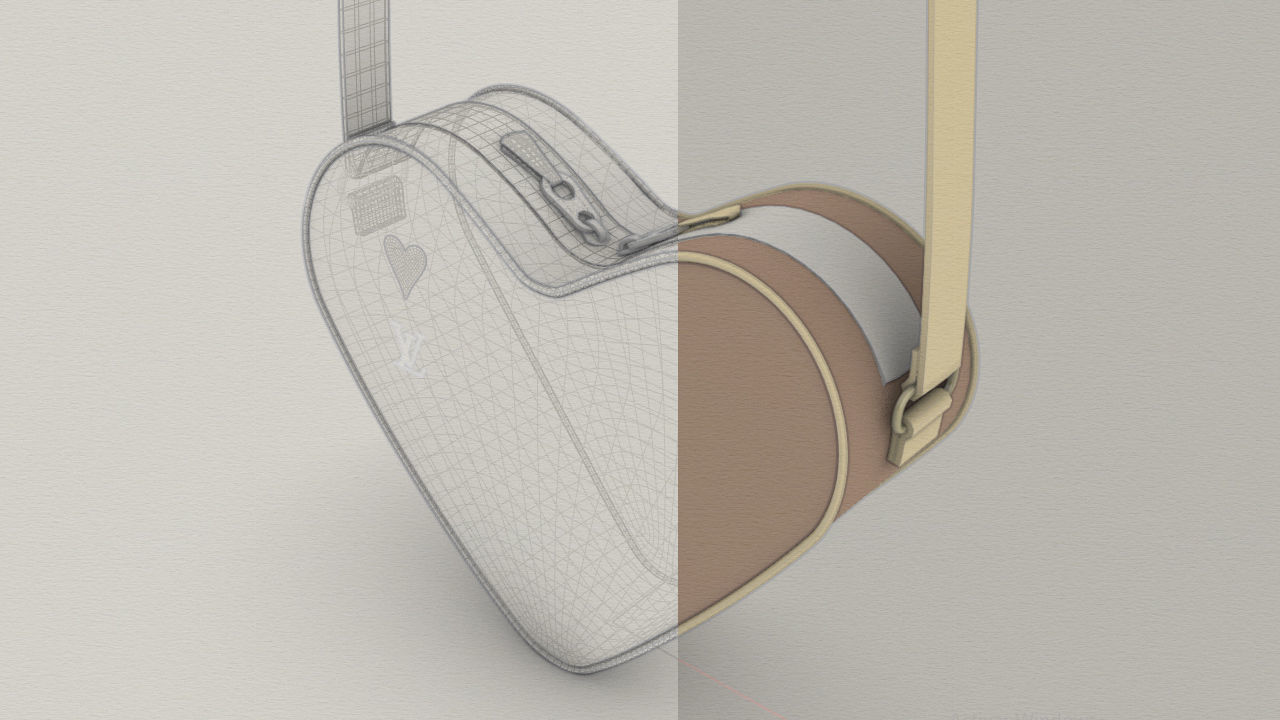 LV Pattern Heart bag Low-poly 3D model_17