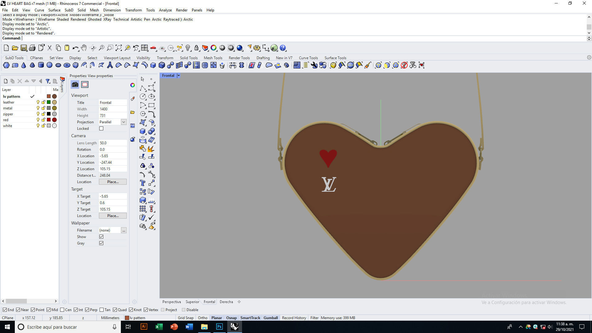 LV Pattern Heart bag Low-poly 3D model_12