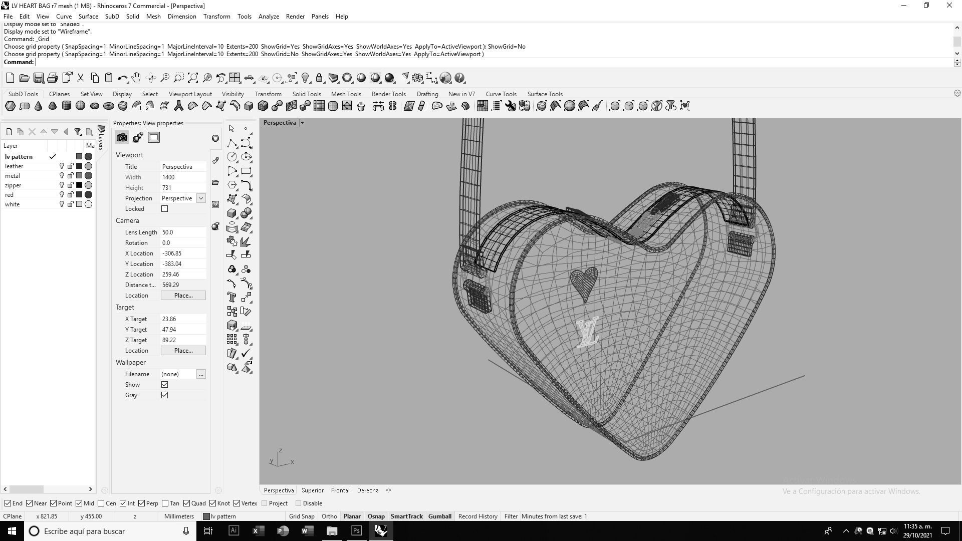 LV Pattern Heart bag Low-poly 3D model_21