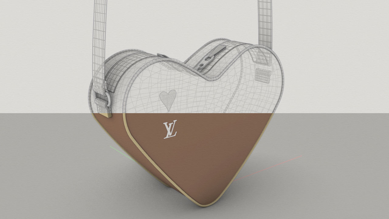 LV Pattern Heart bag Low-poly 3D model_19