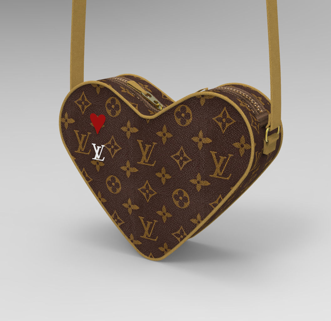 LV Pattern Heart bag Low-poly 3D model_27