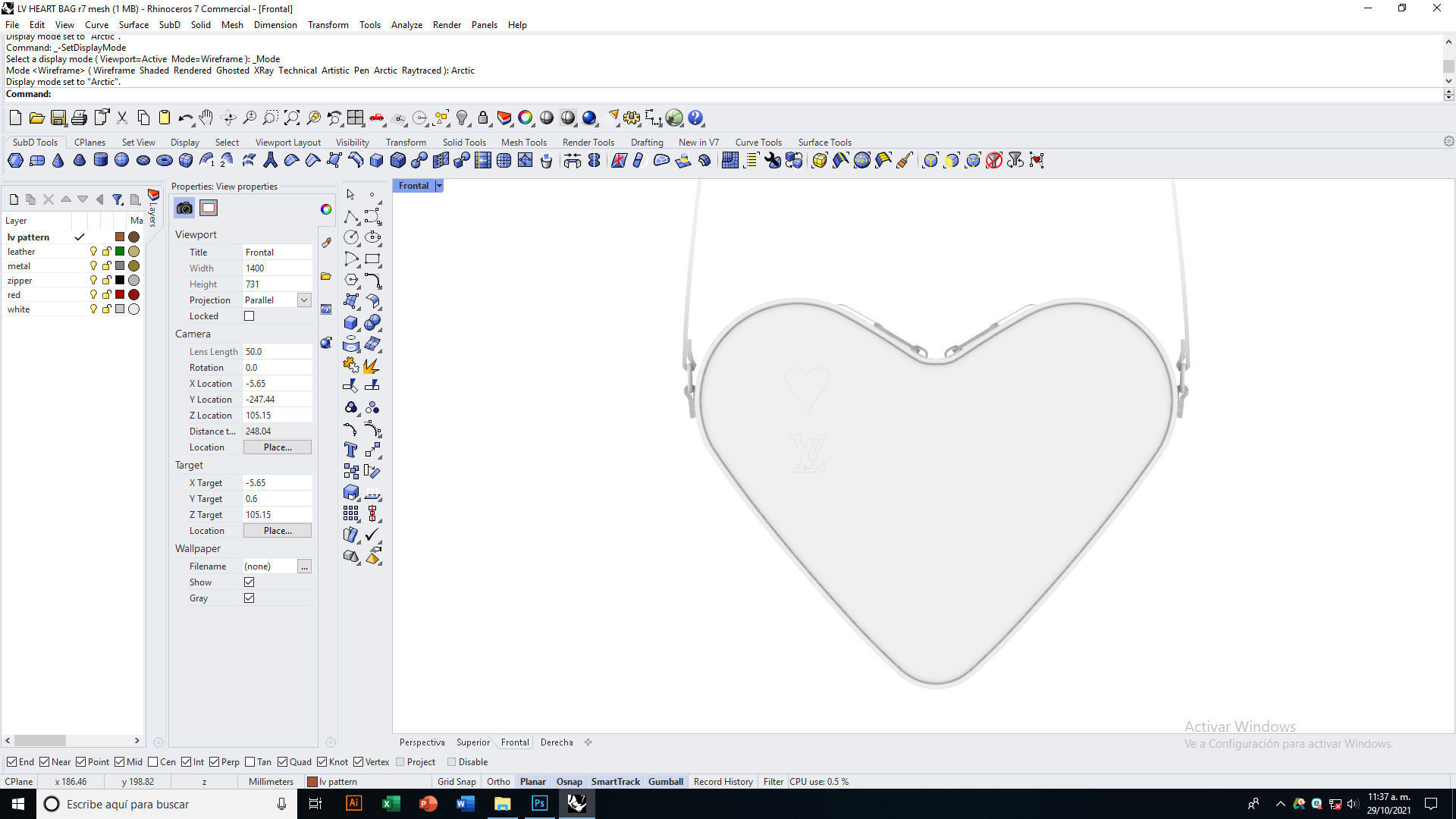 LV Pattern Heart bag Low-poly 3D model_10