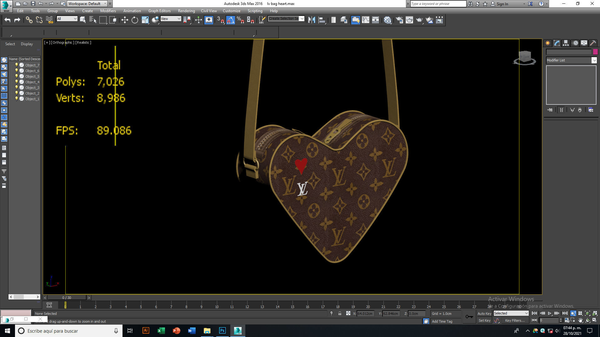 LV Pattern Heart bag Low-poly 3D model_6