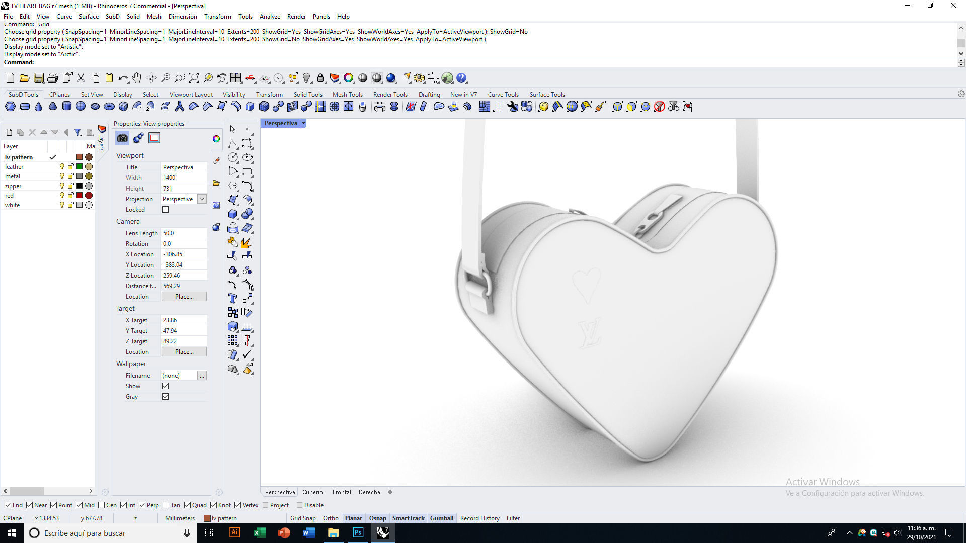 LV Pattern Heart bag Low-poly 3D model_23