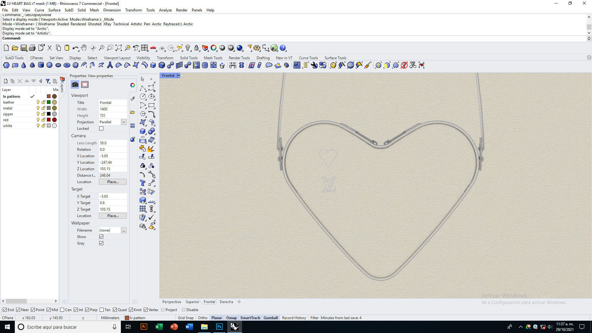 LV Pattern Heart bag Low-poly 3D model_11