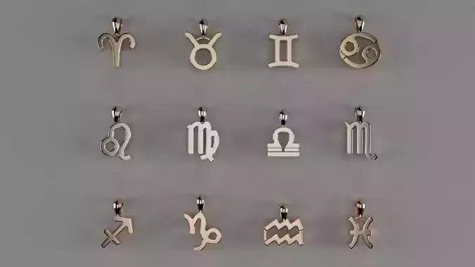 Zodiac Sign Pendant Bundle - Plain  3D print model
